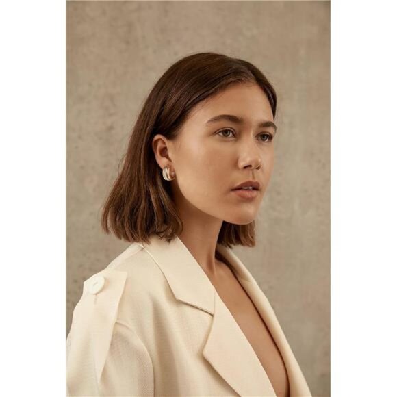 Two-Tone Wide Hoop Earrings | Gold & Silver Chunky Lightweight Open Hoops - Picture 2 of 5